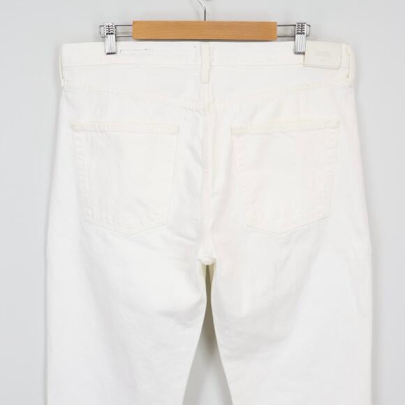 NWT Edwin Hana Classic Straight Crop Button-Fly Denim Jean White Noise Size 34 - Picture 4 of 8
